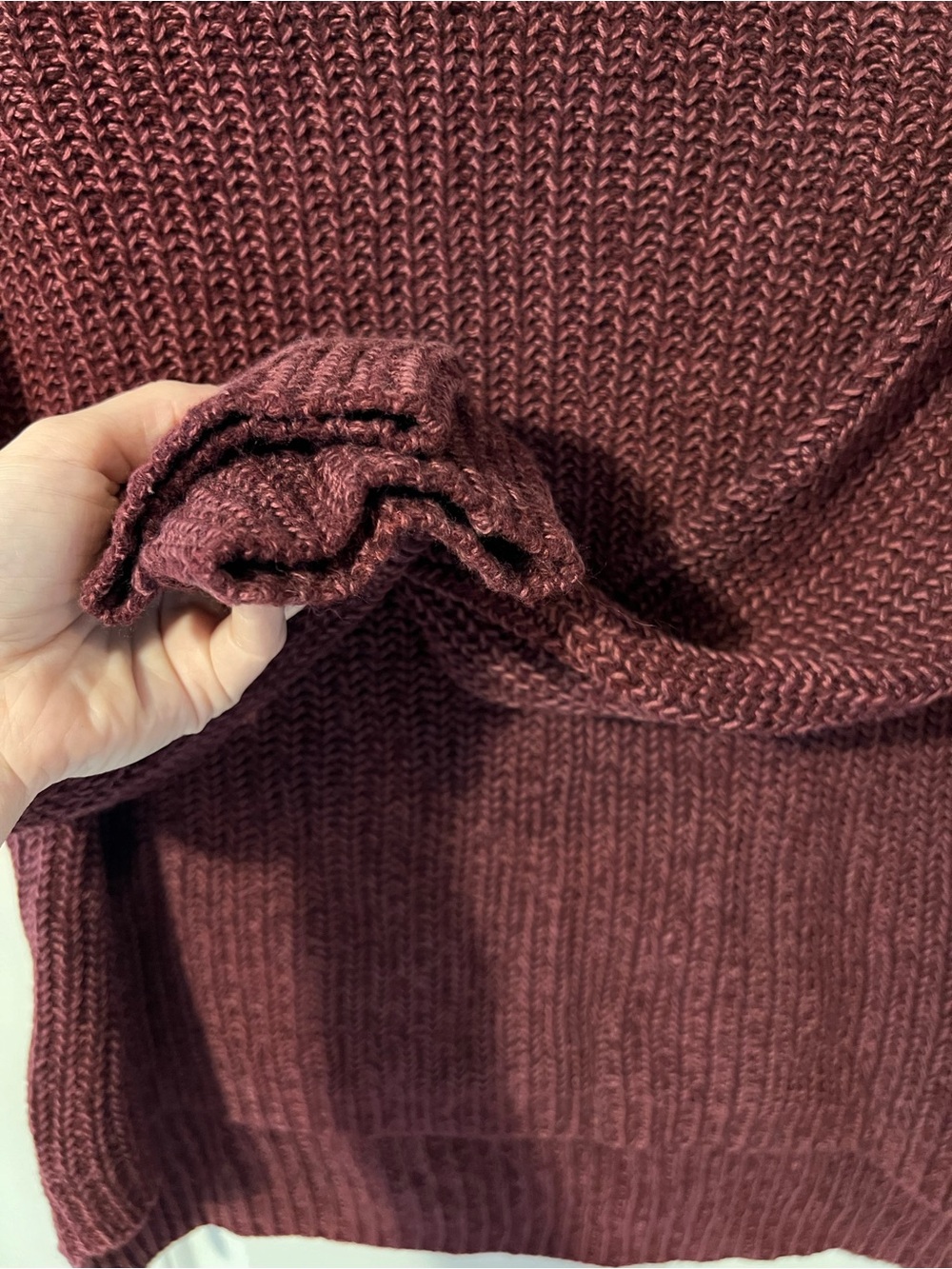 Chunky Cowl Neck Sweater in Burgundy - Picture 3 of 10